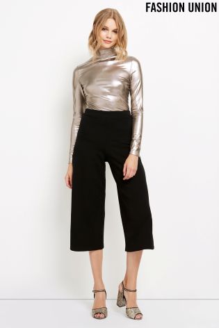 Fashion Union Metallic Roll Neck Top